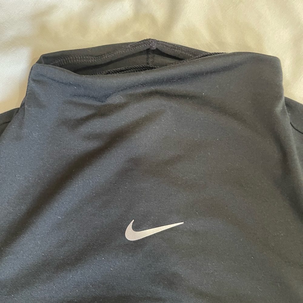 Nike Women's Black Long Sleeve Crop Top with Swoosh - Picture 4 of 6